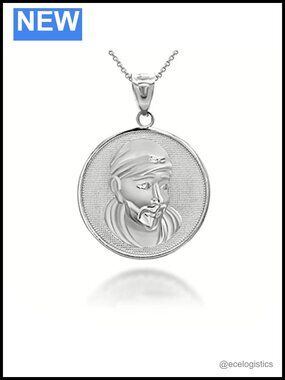 Sterling Silver Sai Baba Medallion Pendant Necklace